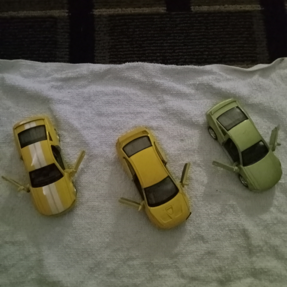 Yellow and Green Toy Cars Set
